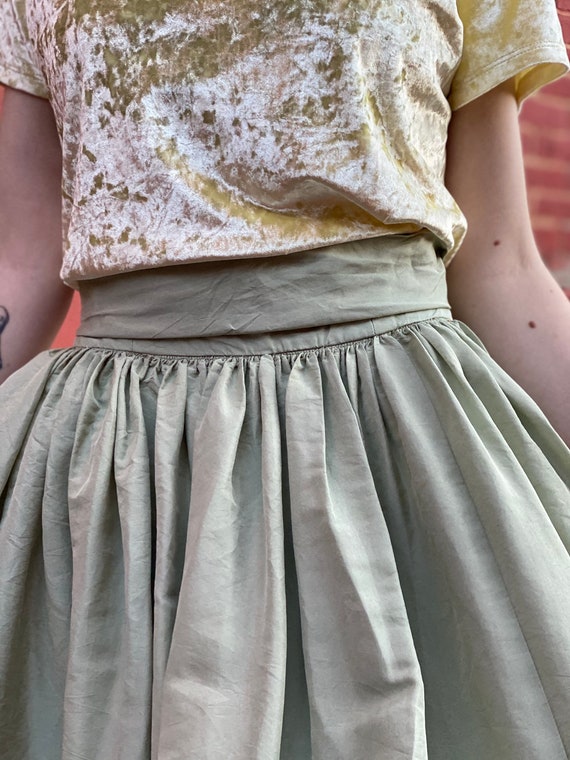 1950s Full Sage Maxi Skirt-Handmade-Mint Green-Ho… - image 8