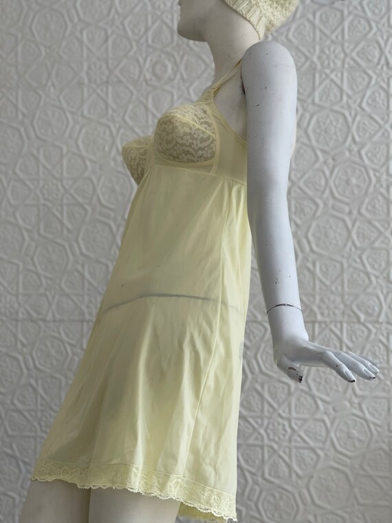 Midcentury Yellow Babydoll Slip-Bullet Bra-minidr… - image 7