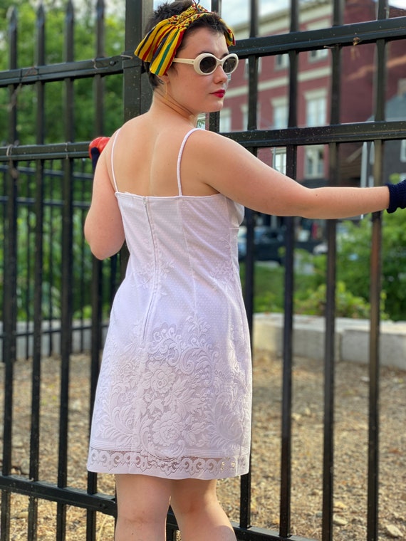 1980s White Lace Minidress-Tank Dress-Slipdress-S… - image 2