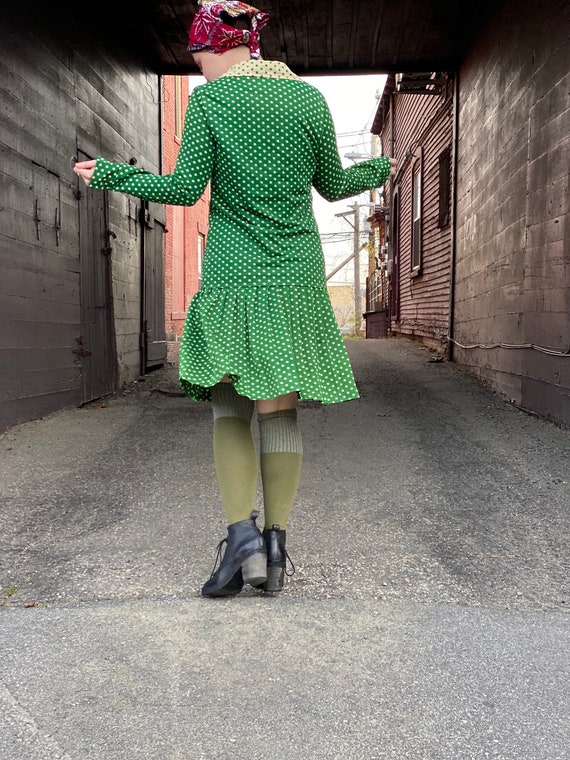 Punchy 1970s Green Polka Dot Dress Set-Flapper St… - image 6