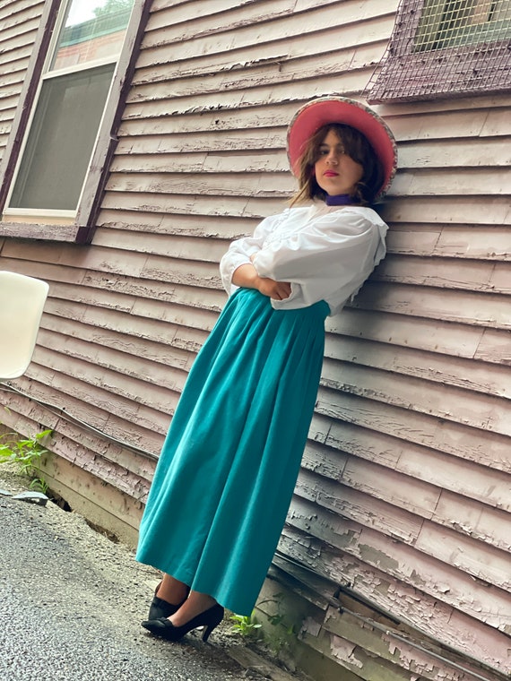 Falda midi de pana turquesa de los 80-Vintage-Botón - Etsy México