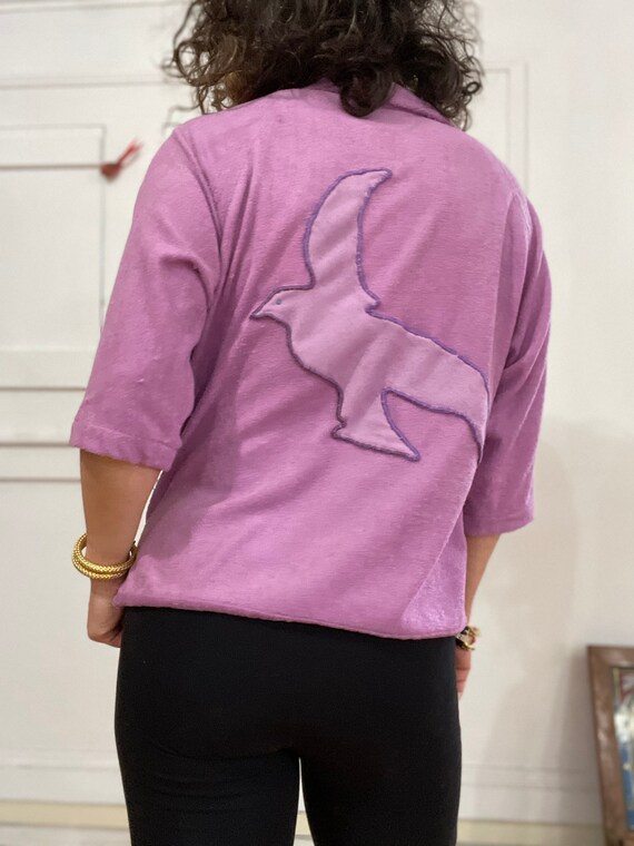 Lilac Peace Dove Handmade Pullover-Terry Cloth-196