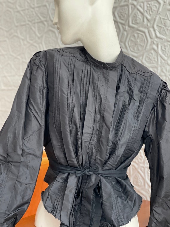 Antique Black Silk Bodice-Mourning Dress-Victoria… - image 1