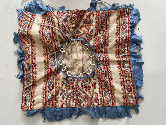 Antique Paisley Reticule-Blue-White-Red-Cotton-Dr… - image 4