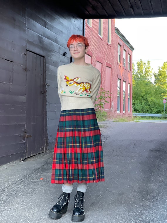 Vintage 1960s plaid skirt-midi-Pleated-School gir… - image 8