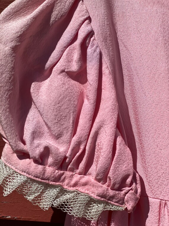 1930s Girls Pink Silk And Net Puff Sleeve Dress w… - image 4
