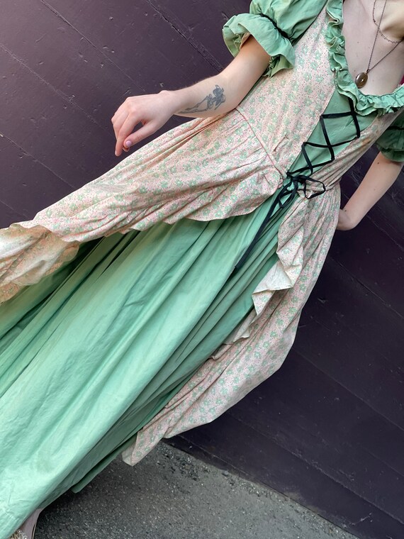 Antique Cotton Masquerade Ballgown-Peasant-prairi… - image 7