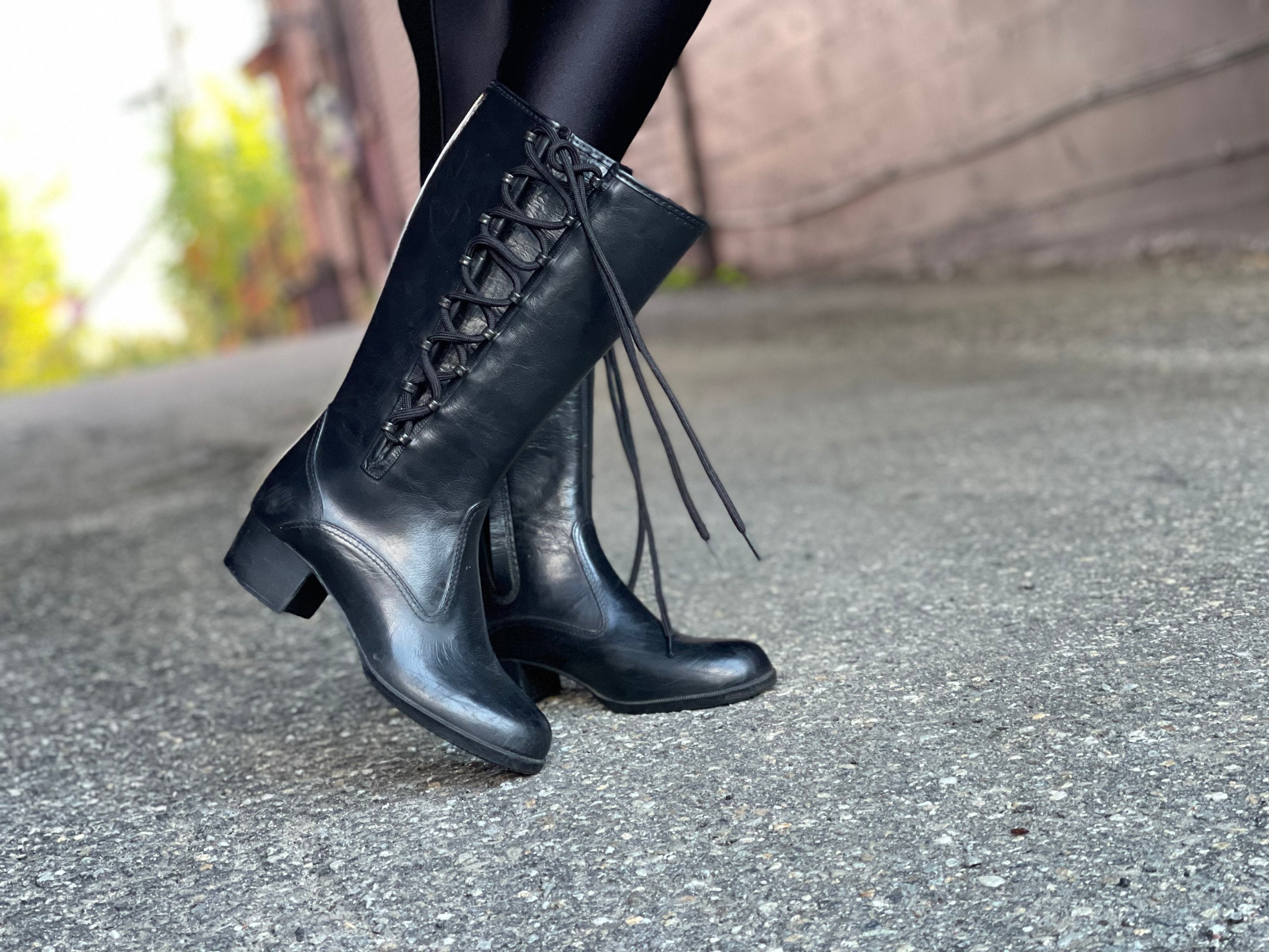1970s Lace Up Rubber Boots Mod Fashion Etsy