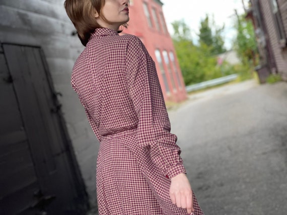 1970s Plaid Cotton Full Skirt Boho Shirtdress-Ind… - image 10