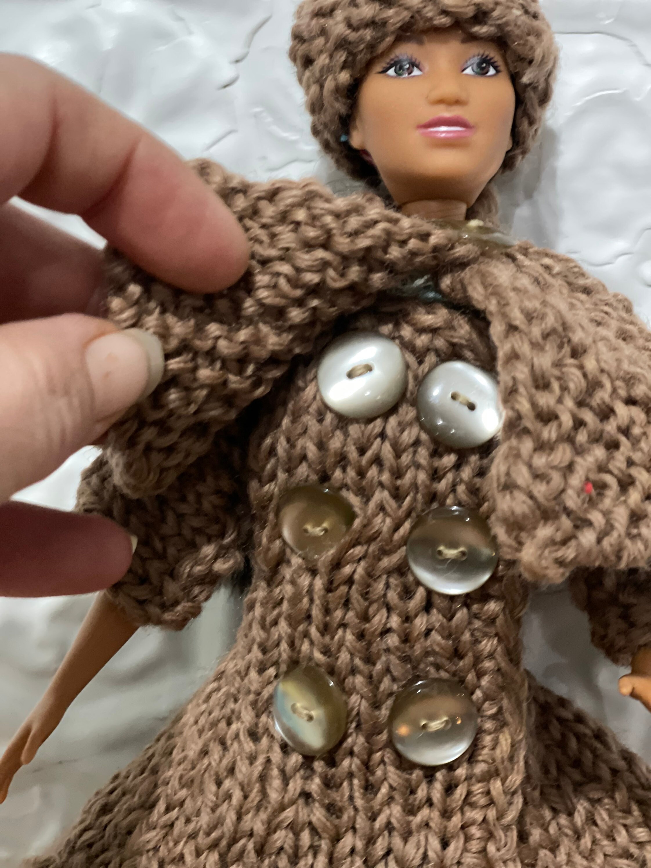 Vintage 1960s Knit Barbie Doll Dress Set-overcoat-shawl-cape