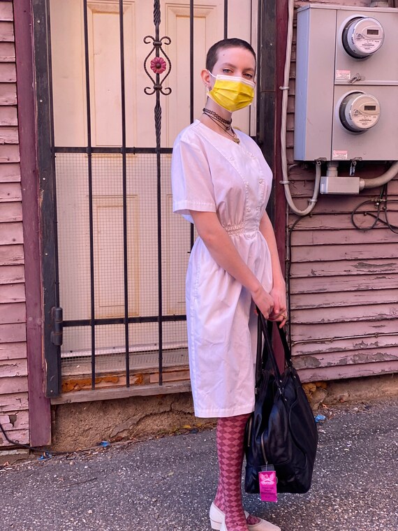 1980s Cherokee Nurse Uniform-White Minidress-Shirt