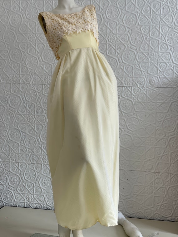 1960s Yellow Floral Prom Dress-Spring Formal-Yell… - image 2