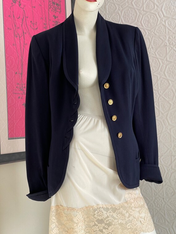 Navy Blue Wool 1940s Blazer-womens jacket-vintage… - image 9