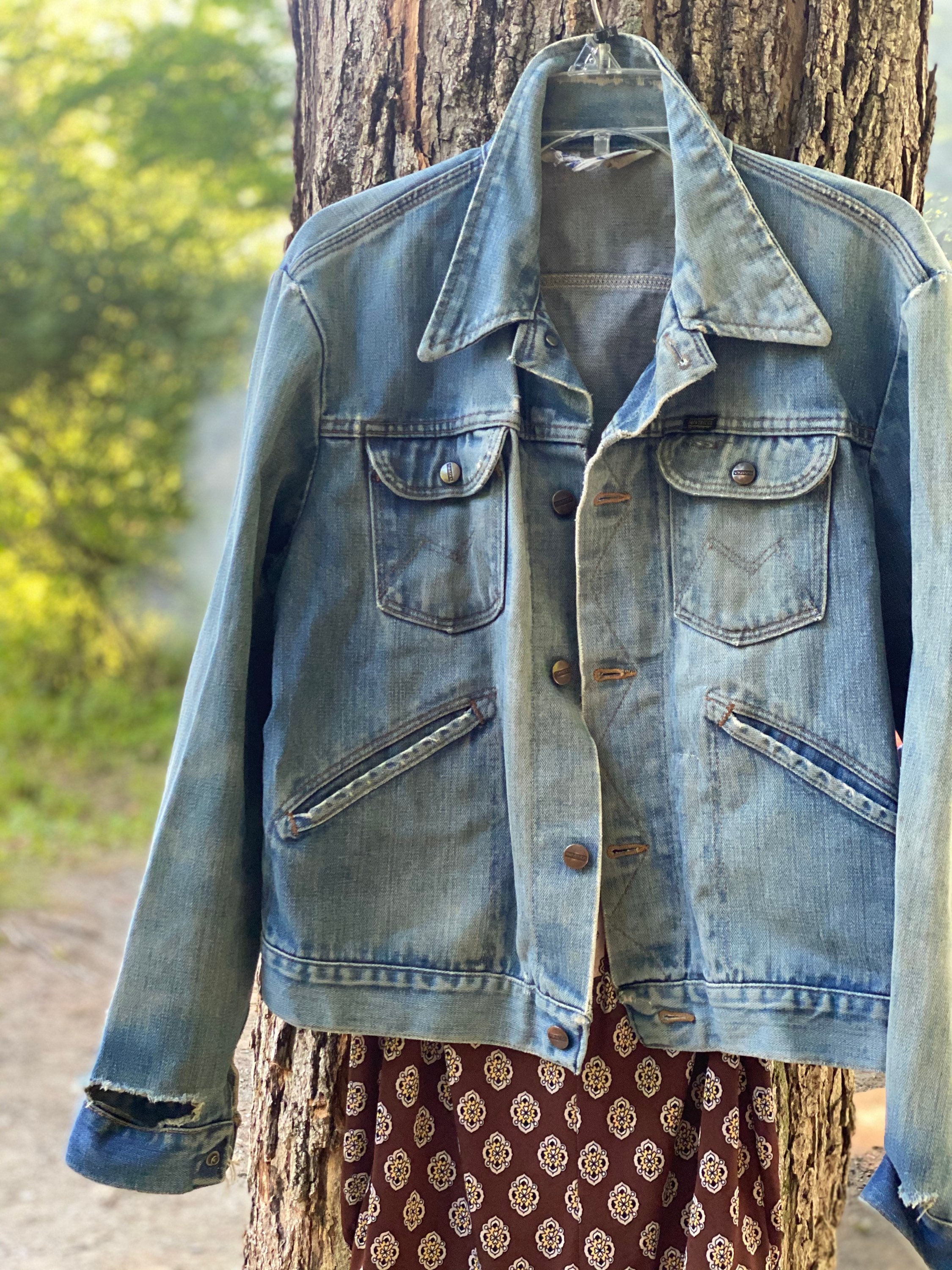 Maverick Worn to Butter Denim Jacket-distressed-1960s Maverick Worn to Butter Denim Jacket-distressed-1960s