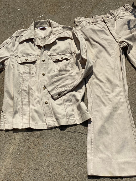 70s Mens Lee Utra Soft Bone Brushed Denim Set- 197