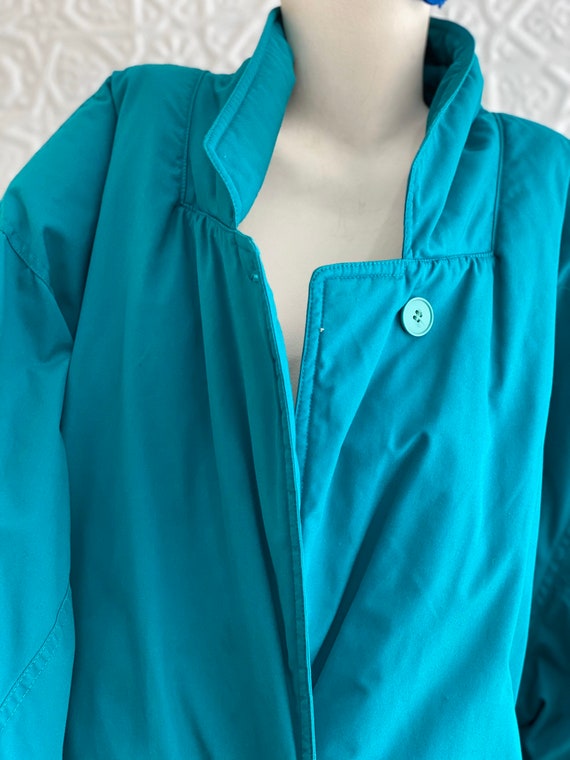 Bright Turquoise 1980s Puffer Coat-Full Blue-Gree… - image 6