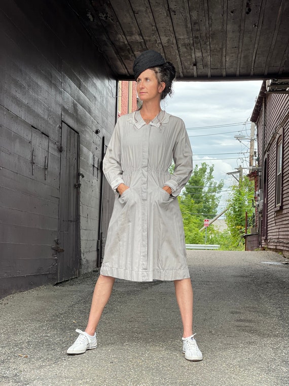 Antique Nurse Uniform-Grey Collared Cottage Core … - image 2