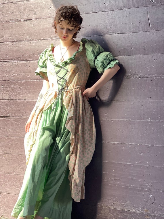 Antique Cotton Masquerade Ballgown-Peasant-prairi… - image 9