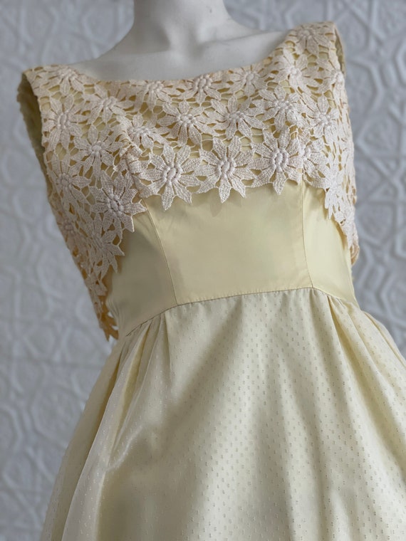 1960s Yellow Floral Prom Dress-Spring Formal-Yell… - image 1