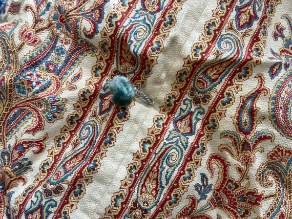 Antique Paisley Reticule-Blue-White-Red-Cotton-Dr… - image 5