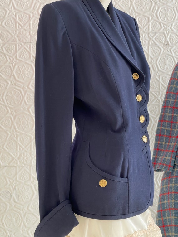 Navy Blue Wool 1940s Blazer-womens jacket-vintage… - image 4