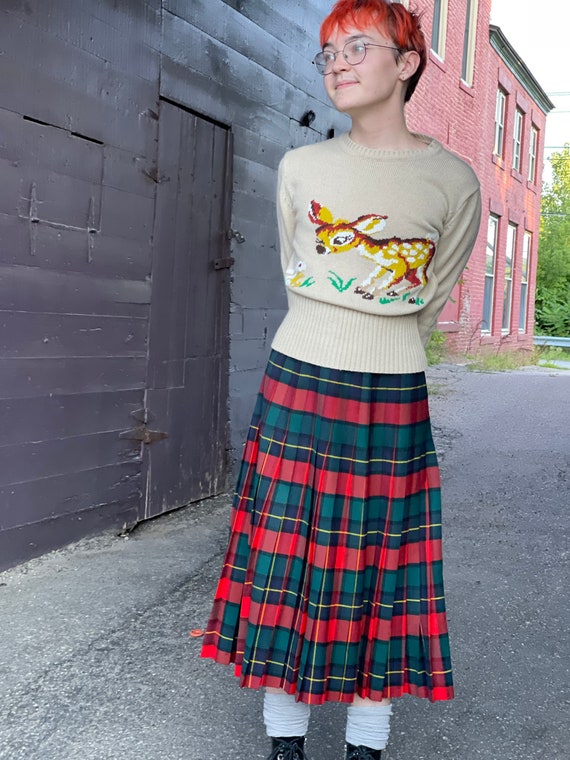 Vintage 1960s plaid skirt-midi-Pleated-School gir… - image 7