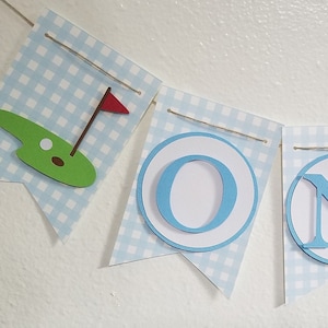 Golf High Chair Banner, ONE Banner, Blue Gingham ONE banner, Golf Party Decorations, Golf 1st Birthday Party ONE banner, Golf Birthday