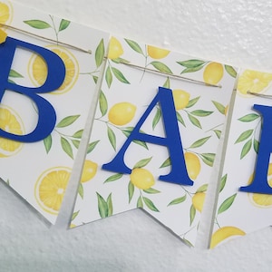 Lemon Baby Shower Banner, Lemon Banner, Blue and Yellow, Blue and Lemon Banner, Lemon Themed Shower