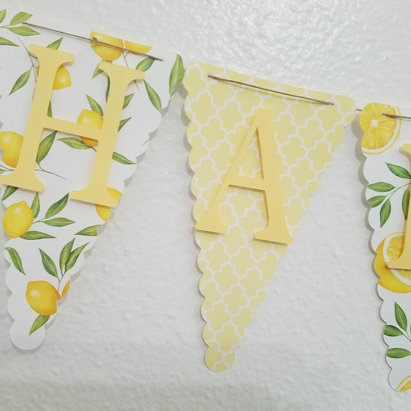 Happy Birthday Banner, Garden Party Banner, Lemon Party, Lemon Birthday, Lemonade Birthday Banner
