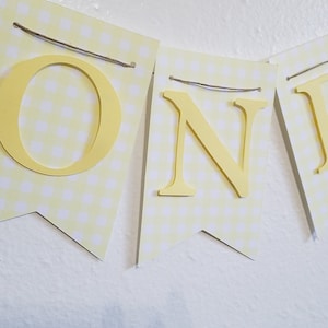 Pancarta de la silla alta, una bandera, Gingham amarillo una bandera, Gingham amarillo claro, amarillo y blanco, amarillo marque una bandera