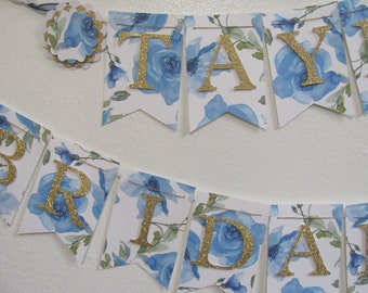 Bridal Banner, Bridal Shower Banner Wedding Banner, Blue and Silver, Blue and Gold, Dusty Blue Bridal Banner, Bridal Shower Decorations