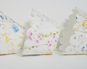 Cupcake wrappers, Wildflower cupcake wrappers, Wild Flower decorations, Pink, Yellow, Blue, purple wildflower cupcake wrappers