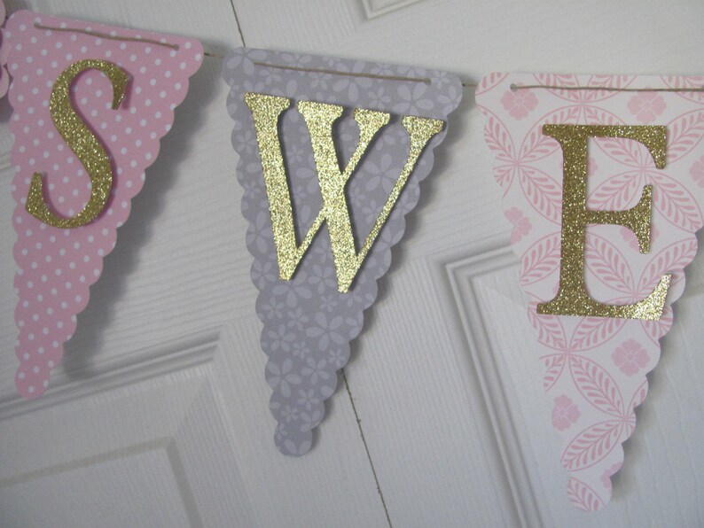 Pink Gold And Grey Baby Shower Banner Baby Shower Etsy
