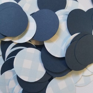 Blue Gingham and Navy Confetti, 1 Inch table confetti, Baby Shower confetti, Birthday Party Confetti, Bridal Shower, Blue Gingham Birthday