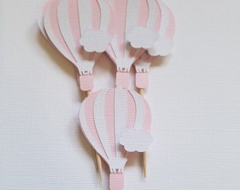 12 Hot Air Balloon Cupcake Toppers, Hot air balloon baby shower, hot air balloon birthday, hot air balloon party, up up and away