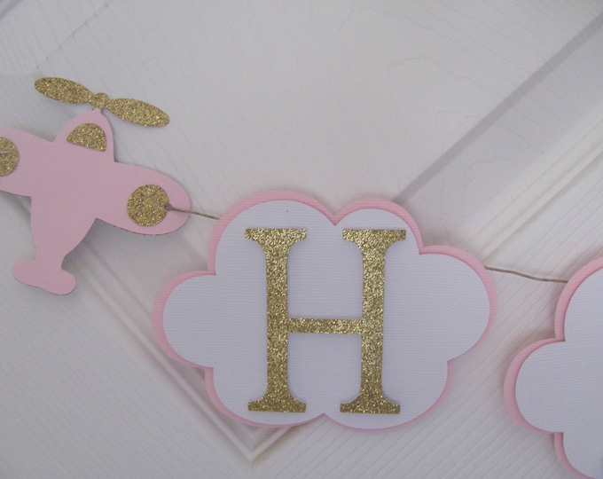 Printable Pink Airplane Banner