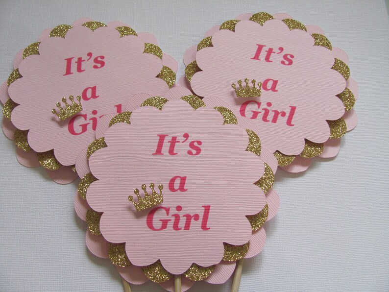 Pink And Gold Baby Shower Dcnterpiece Sticks Baby Shower Etsy