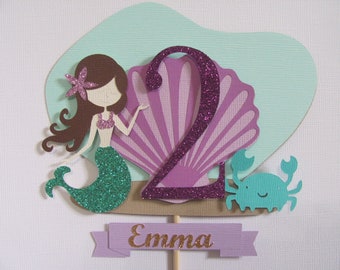 Mermaid Cake Topper, Birthday Cake Topper, Mermaid Centerpiece Stick, Mermaid Birthday Decorations