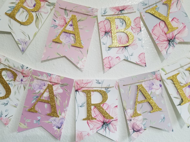 Floral Baby Shower Banner Baby Girl Banner Personalize Etsy