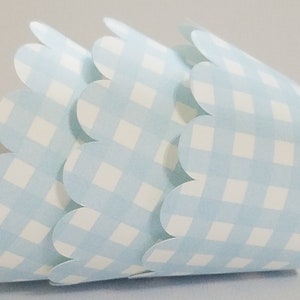 Cupcake wrappers, blauwe en witte Gingham cupcake wrappers, blauwe gingham decoraties, blauw gingham party