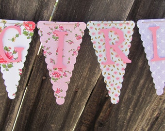 Baby Shower Banner, Baby Shower Decorations, Floral Baby Shower Banner, Garden Party Banner