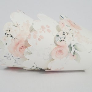 Sets of 12 Cupcake wrappers, Pink floral cupcake wrappers, pink flowers, floral shower decorations, floral birthday decorations
