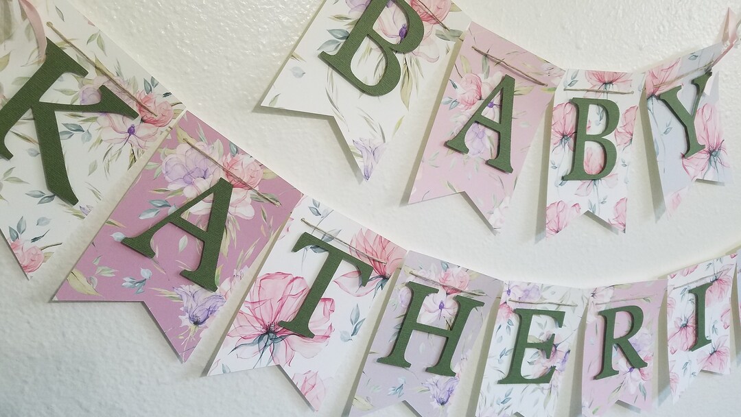 Floral Baby Shower, Banner, Baby Girl Banner, Personalize Banner, Baby