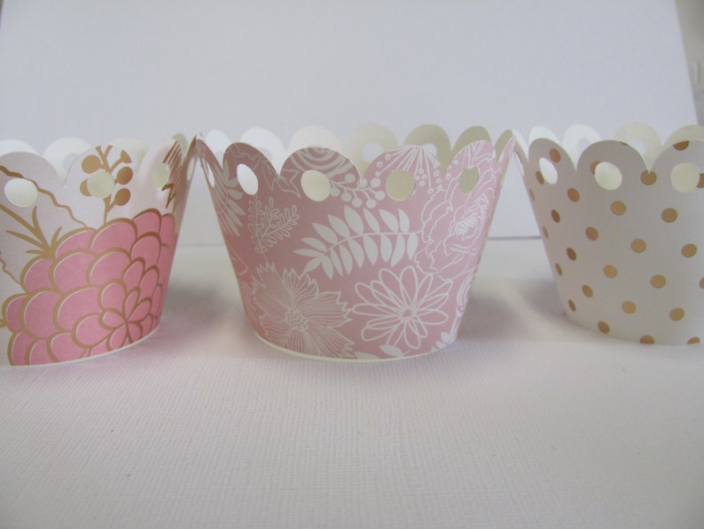 Cupcake wrappers Blush Gold Pink cupcake wrappers Set of Etsy