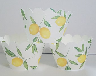 Cupcake wrappers, Lemon cupcake wrappers, Lemon decorations, Lemon Party, Lemon Decorations