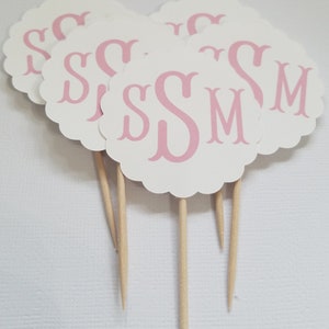 Personalized cupcake toppers, Set of 12, Monogram cupcake toppers, girls Birthday