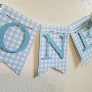 High Chair Banner, ONE Banner, Blue Gingham ONE banner, Light Blue Gingham, Baby Blue, Light Blue Check ONE banner