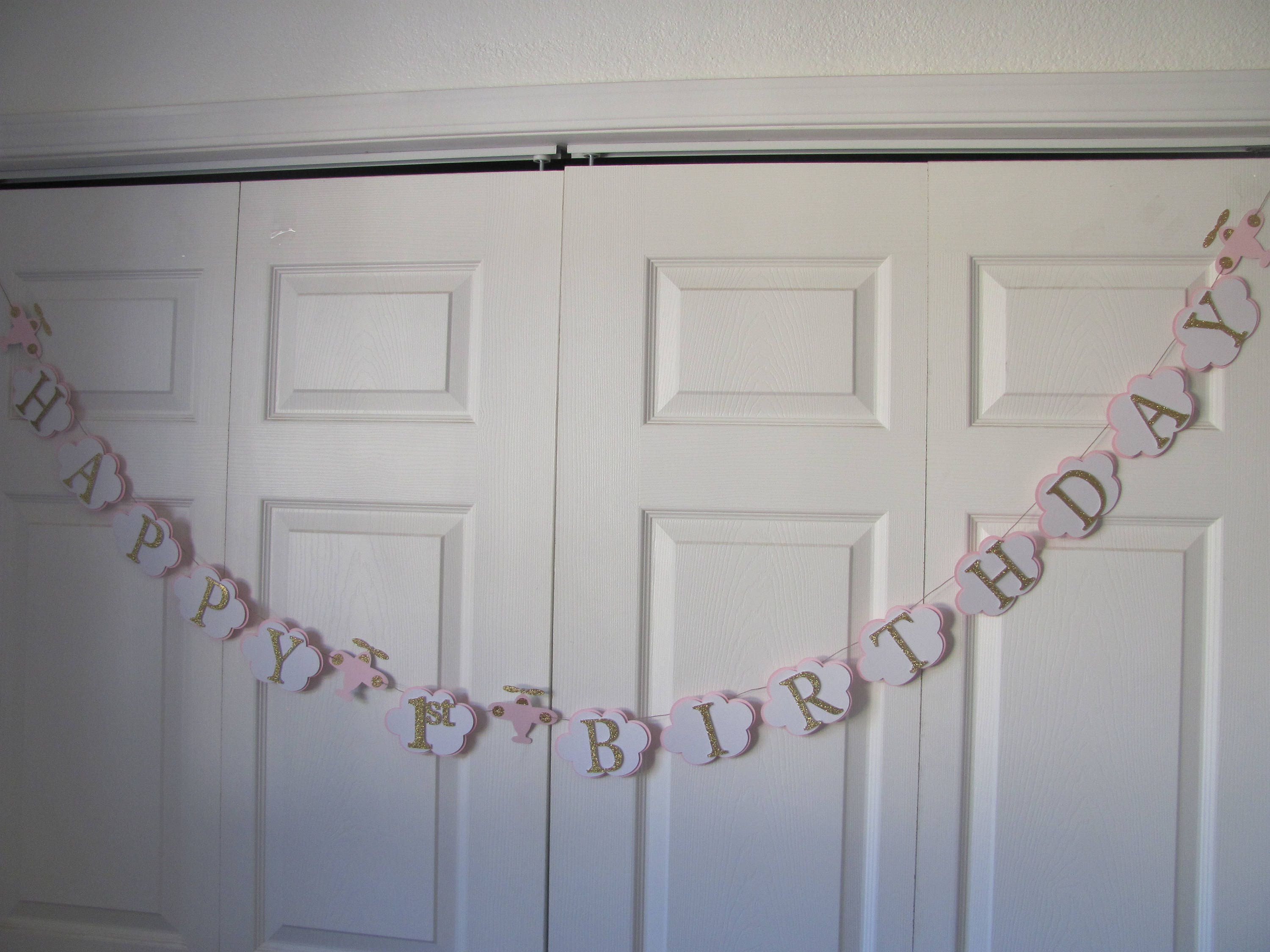 Pink and Gold Airplane Banner Airplane Birthday Airplane | Etsy