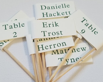 Personalized Flag Food Picks, Flag Cupcake toppers, Table Chart Flag Picks, Guest Table Flags, Wedding table flags, plant flags, guest name