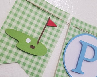 Par-Tee Banner, Green Gingham Birthday banner, Golf Party Decorations, Golf 1st Birthday Party banner, Golf Birthday